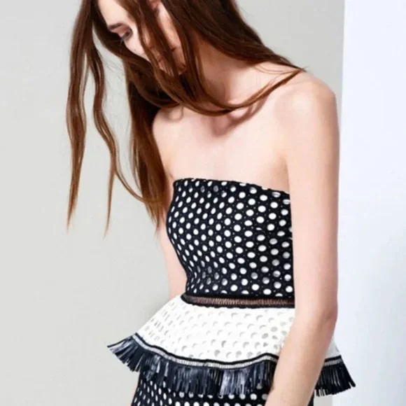 Alexis Black and White Peplum Blouse - Picture 2 of 8